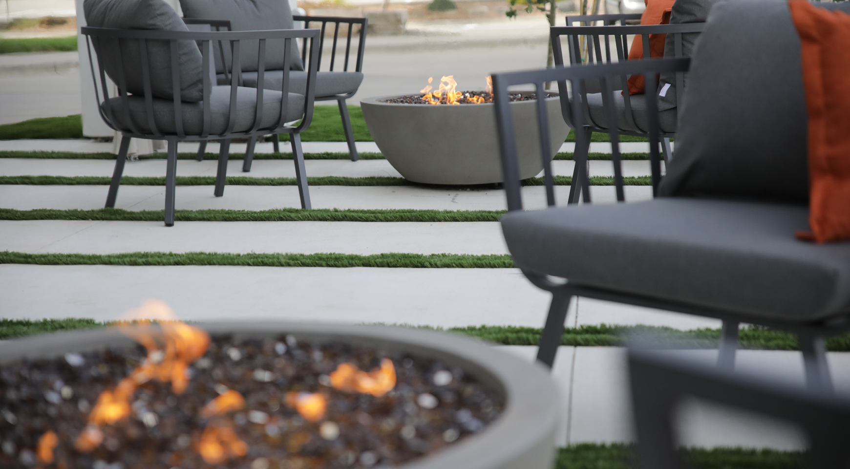Outdoor seating at the Rewind Hotel